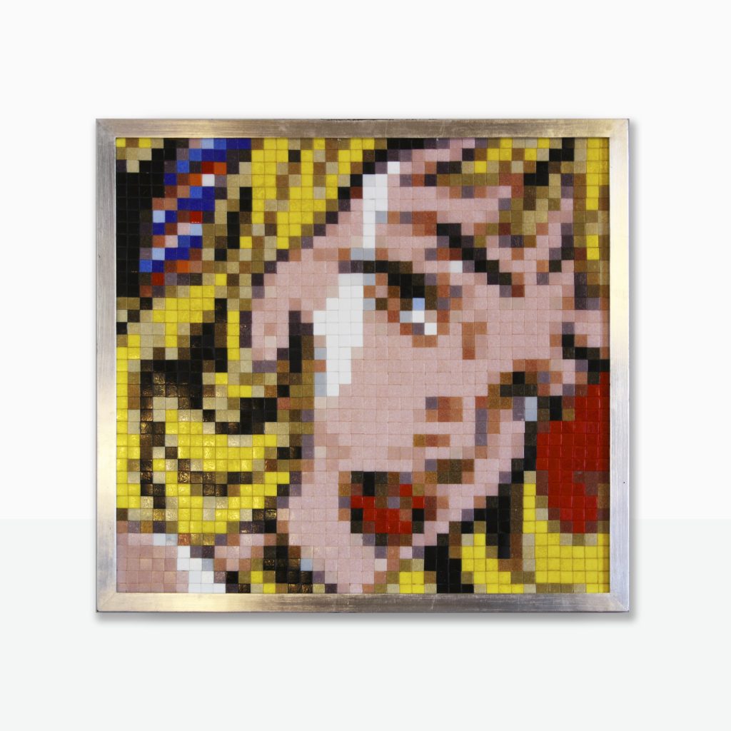 girl with hair ribbon pixel remix