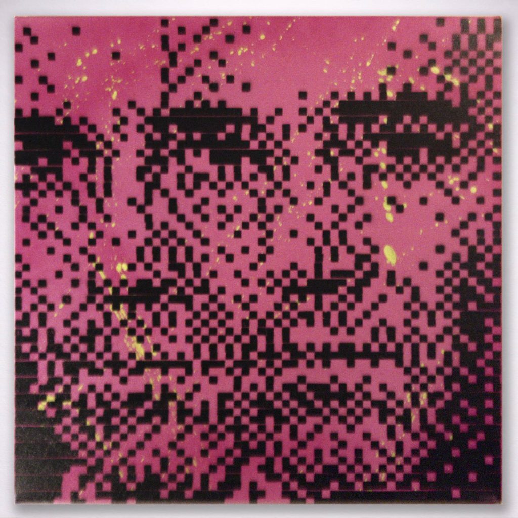 cuadro angry man pixel art, canvas stencil pixelado