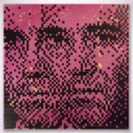 cuadro angry man pixel art, canvas stencil pixelado