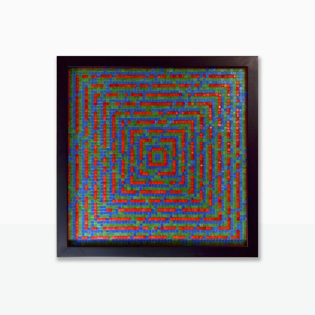 claustrofobia pixel art 2015, cuadro abstracto de su primera muestra individual