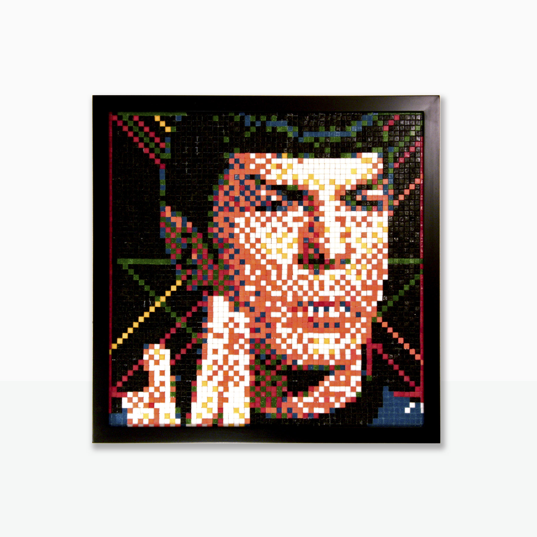 dr spock pixel remix cuadro pop creado con mosaico veneciano por el artista Pixel Art
