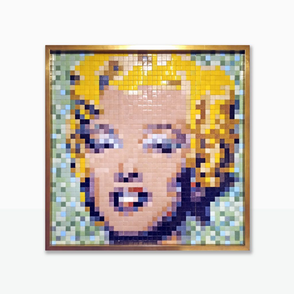 “Marilyn Pixel Remix 2” Mosaico de teselas vítreas · 80 × 80 cm · 2020 obra del destacado artista PixelArt