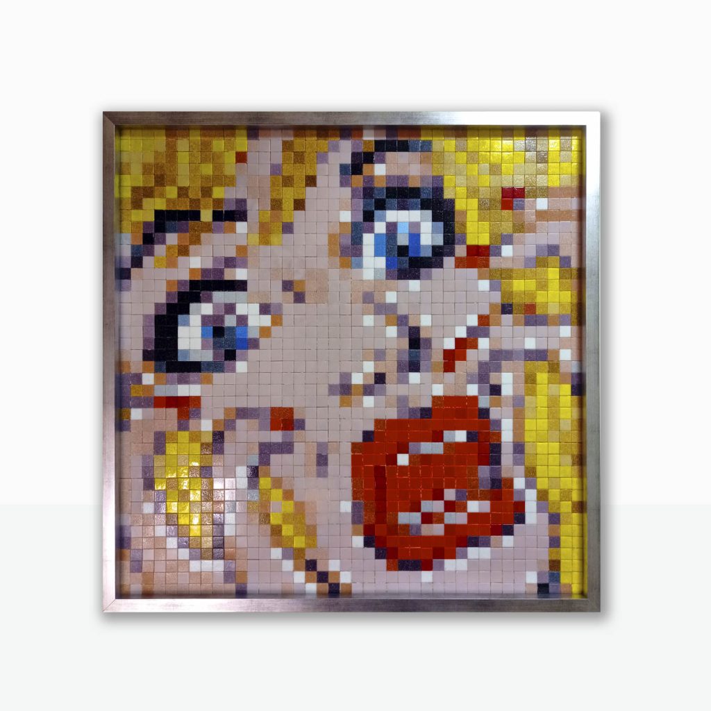 “Screaming Lady Pixel Remix” Mosaico Veneciano • Pop Art & Street Art Legacy Mosaico de teselas vítreas · 100 × 100 cm · 2021