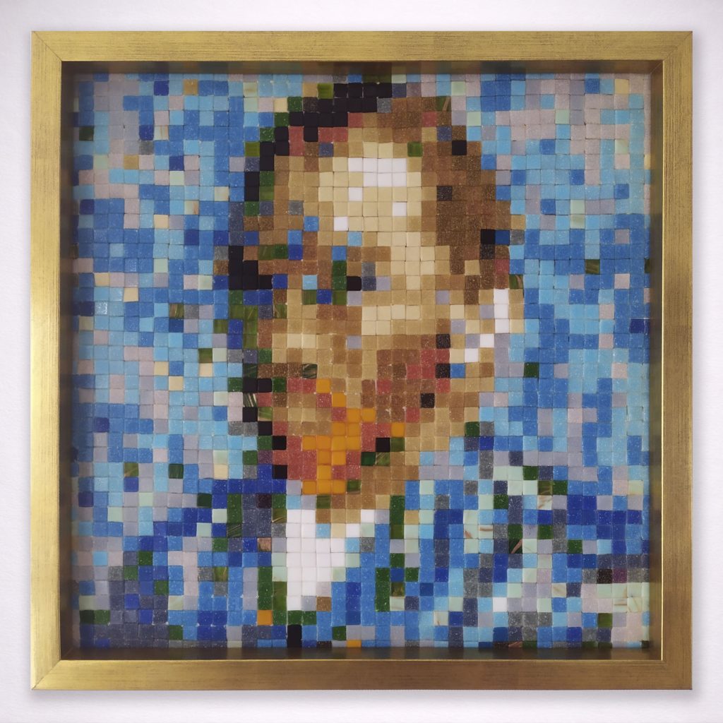 “Vincent Pixel Remix 2” Mosaico Veneciano • Homenaje al Postimpresionismo Mosaico de teselas vítreas · 40 × 40 cm · 2021