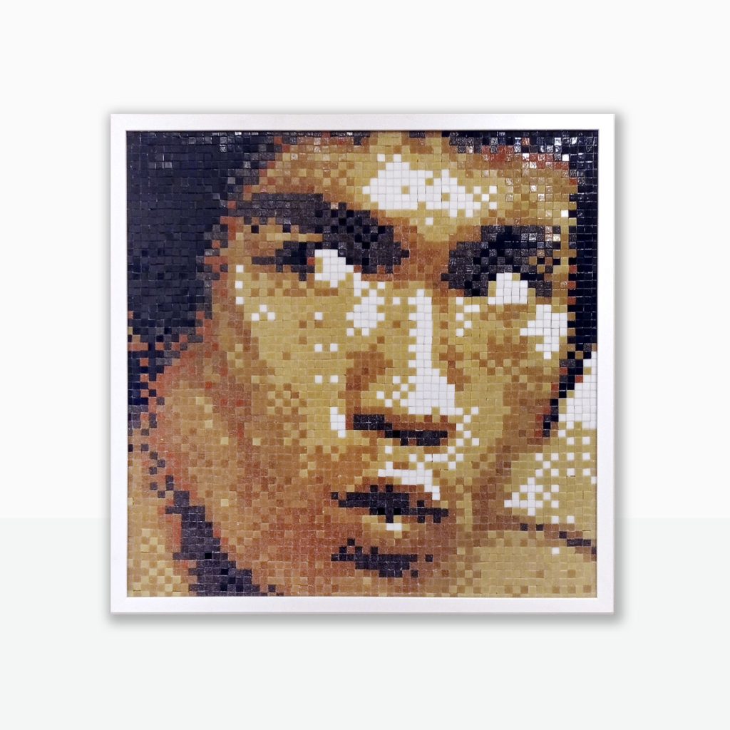 “Be Water” · Cinema & Icons Series · Mosaico Veneciano · 60 × 60 cm · 2025