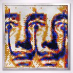 “Double Dalí 2” · Mosaico de teselas vítreas · 60 × 60 cm · 2023 Serie Surrealismo Pixelado
