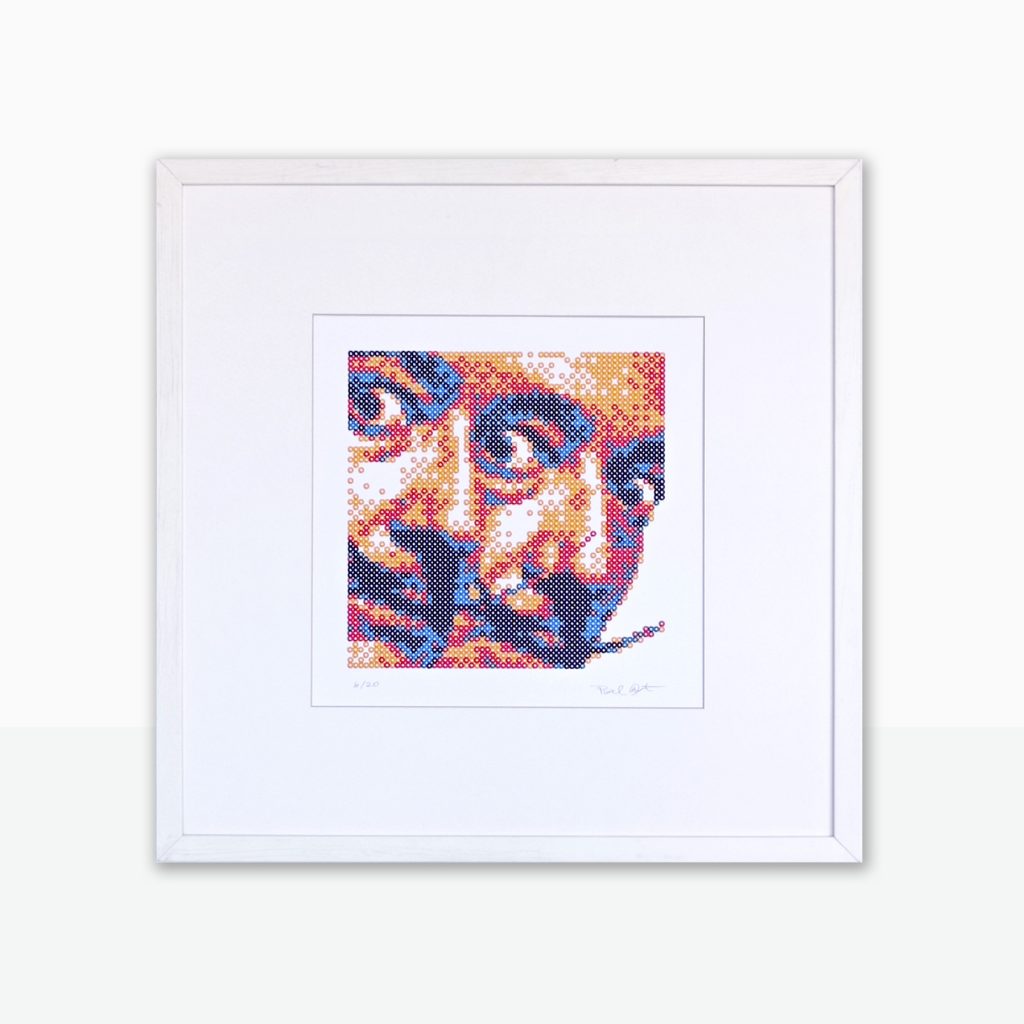 “Double Dalí Plotter” · Generative & Plotter Art · Serie Pop Icons · Rotuladores sobre papel Canson · 50 × 50 cm (enmarcado) · 2024