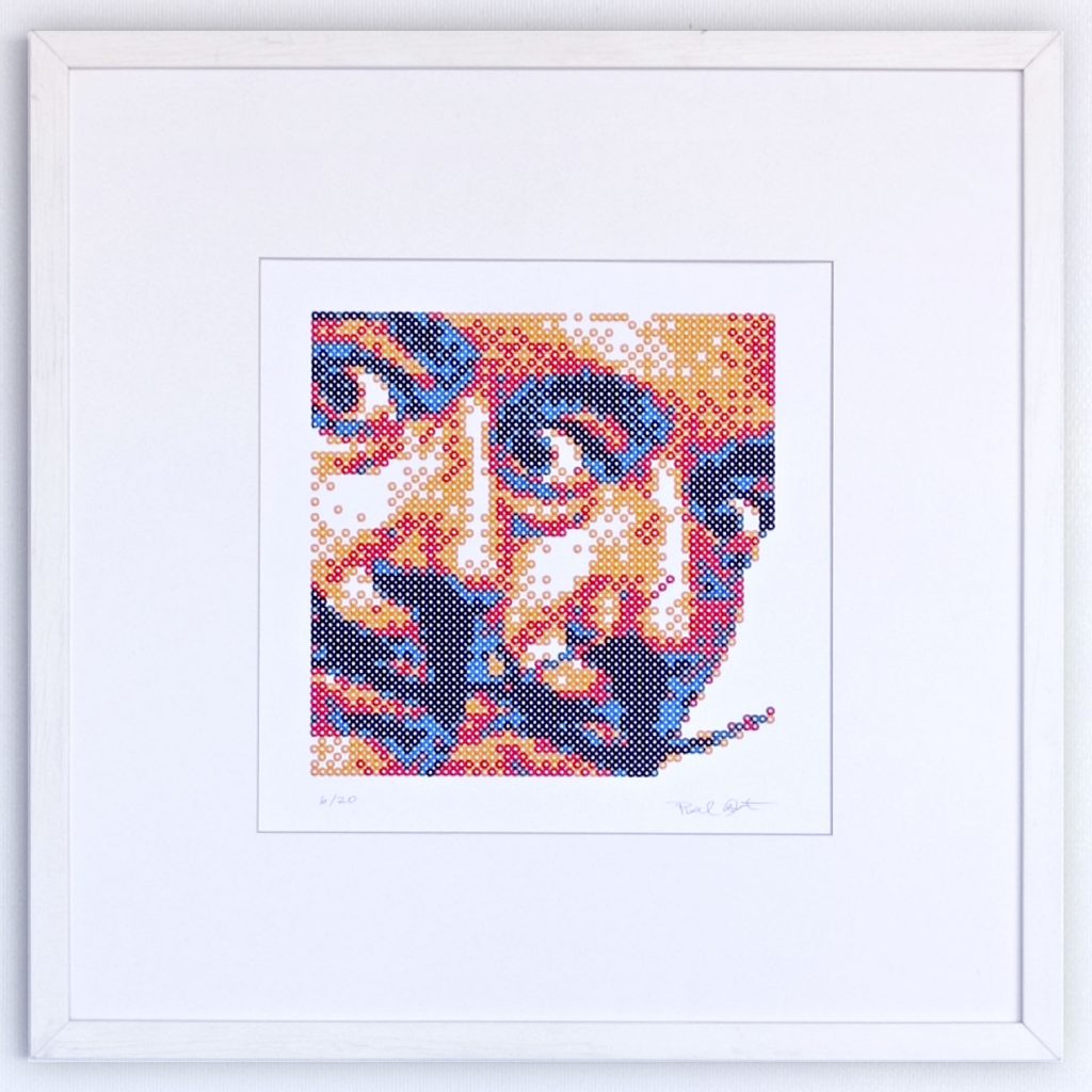 “Double Dalí Plotter” · Generative & Plotter Art · Serie Pop Icons · Rotuladores sobre papel Canson · 50 × 50 cm (enmarcado) · 2024