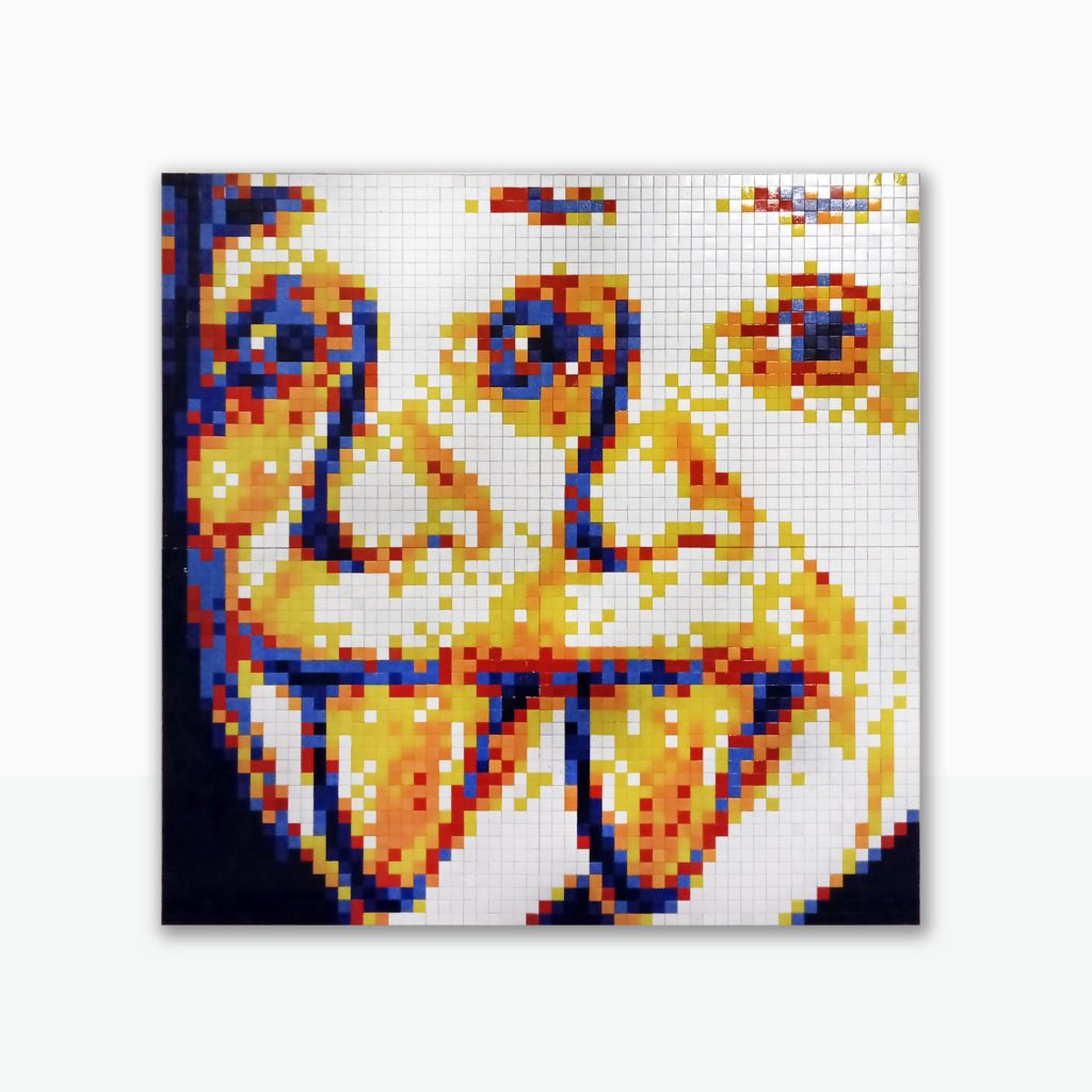 “Double Einstein Pixel Remix” · Mosaico Veneciano · Serie Iconos Mosaico de teselas vítreas · 120 × 120 cm · 2023