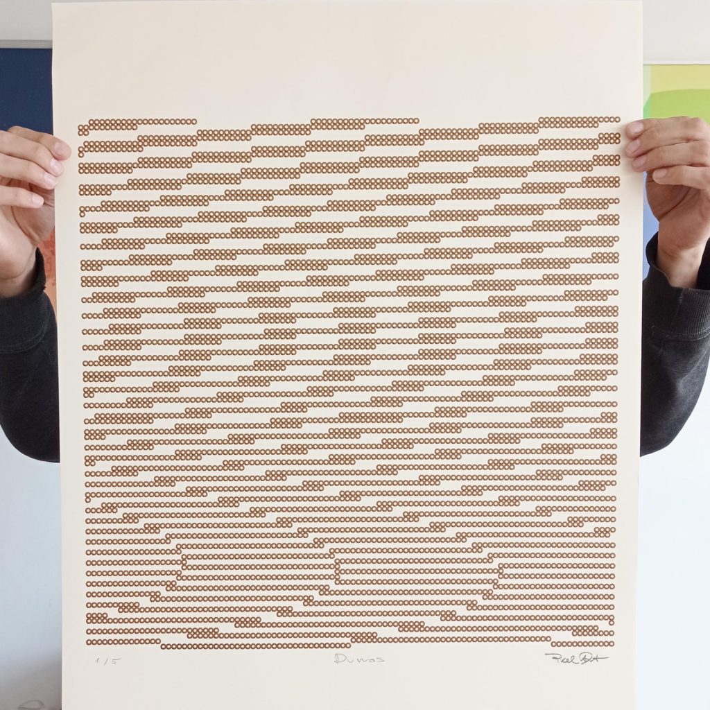 “Dunas” · Generative Artworks · Serie Paisaje Cinético Tinta de rotulador sobre papel · 50 × 50 cm · 2023