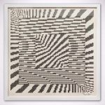 “Espacio” · Generative Artworks · Serie Profundidad Binaria · Tinta sobre papel (Plotter de plumillas) · 50 × 50 cm · 2023