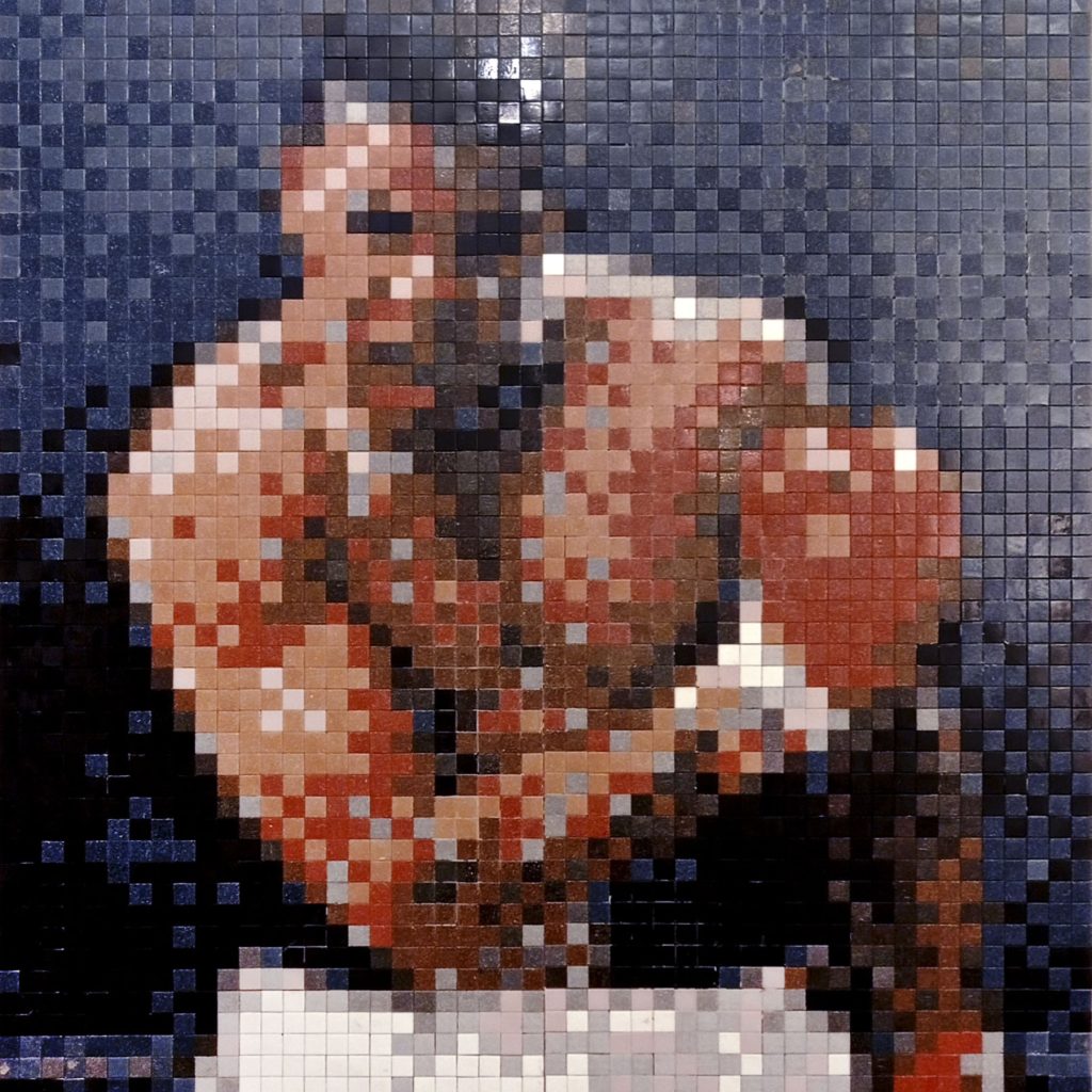 “K.O.” · Pixel Art Mosaic · Serie Iconos Pop Mosaico Veneciano · 100 × 150 cm · 2023