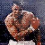 “K.O.” · Pixel Art Mosaic · Serie Iconos Pop Mosaico Veneciano · 100 × 150 cm · 2023