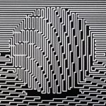 “Satélite Plotter” · Kinetic & Plotter Art · Abstract Series · Rotulador plata sobre papel Fabriano negro · 50 × 50 cm (enmarcado) · 2025