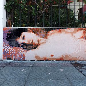 la ninfa de las cerezas streetart pixelart 01