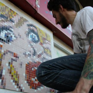 screaming lady stretart mosaic pixelart 02